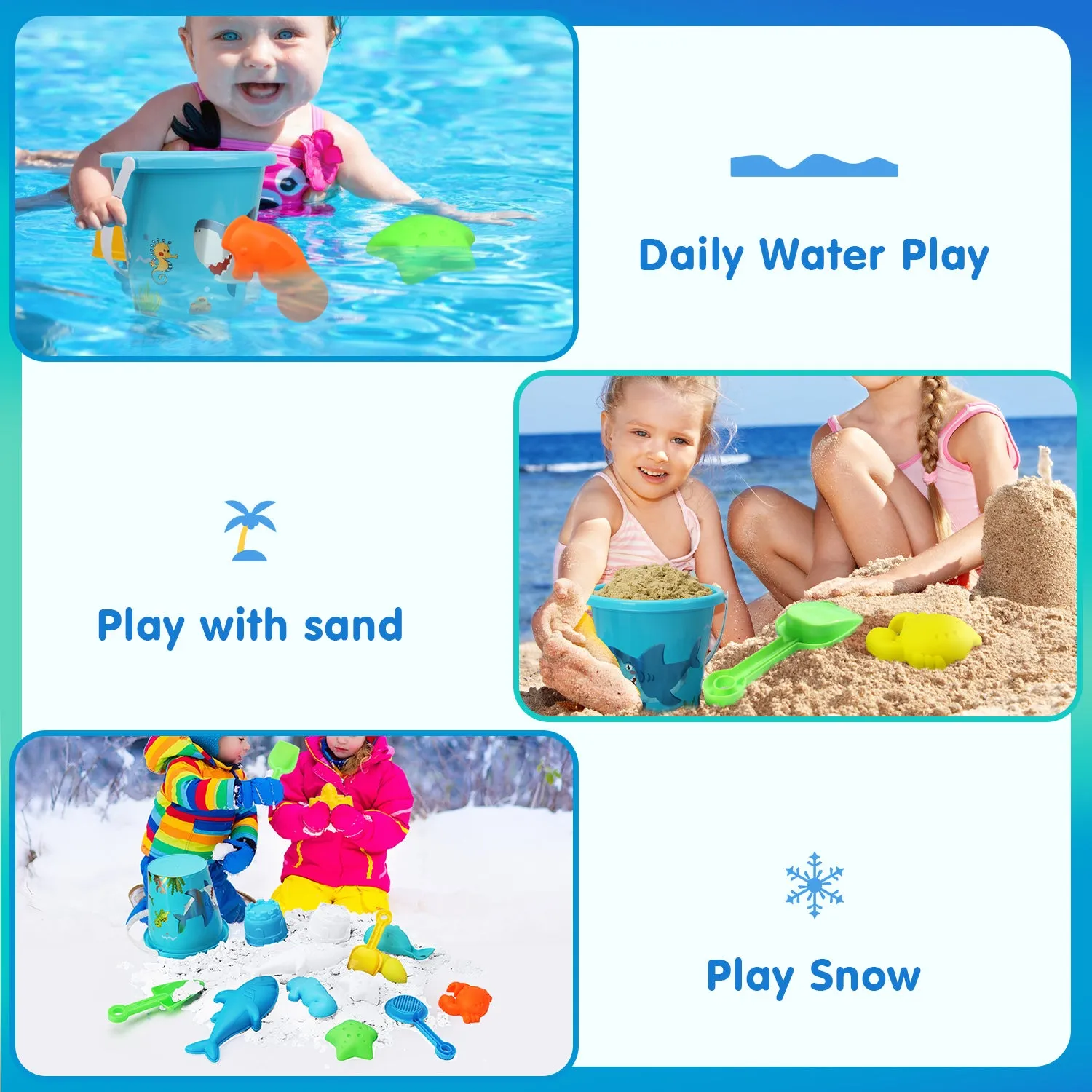 18 PCS Shark Sand Toys for Kids