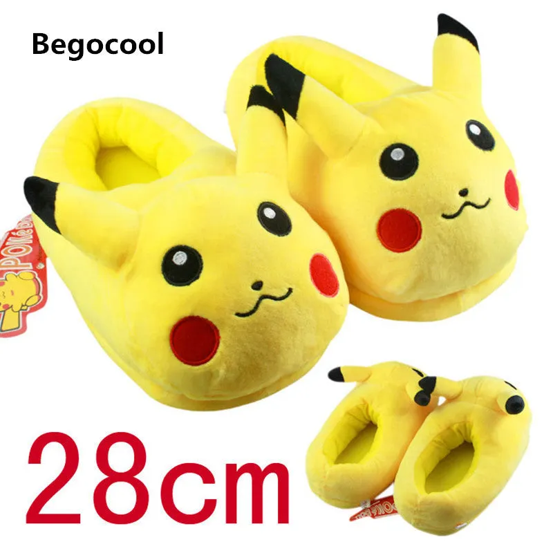 2016 Winter New Women and Men Shoes Fashion Casual Non-slip Pokemon Slippers Pokemon Cotton Slippers Pikachu Fluffy Slippers