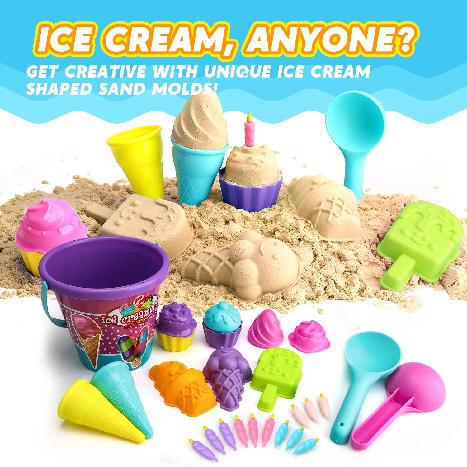 27 PCS Ice Cream Sand Toys for Kids