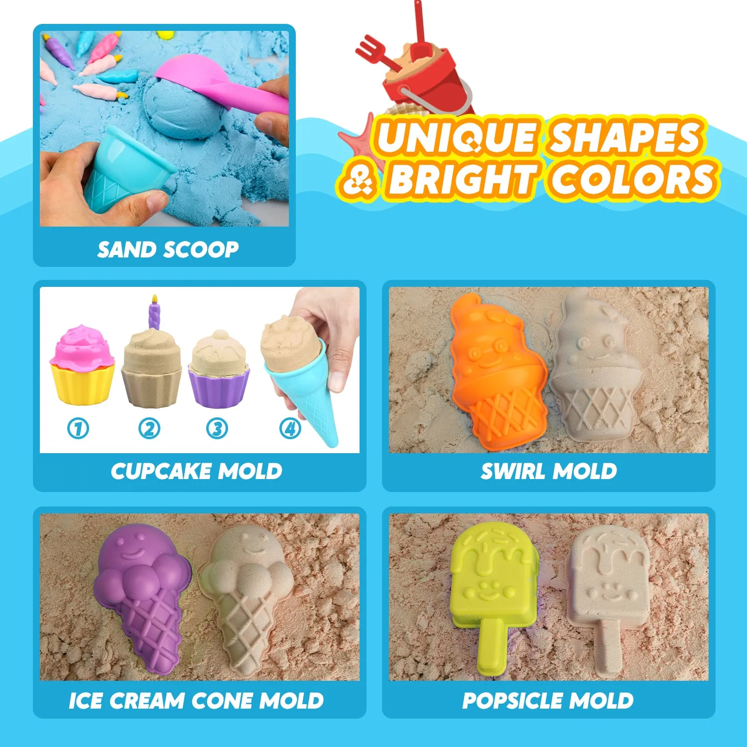 27 PCS Ice Cream Sand Toys for Kids