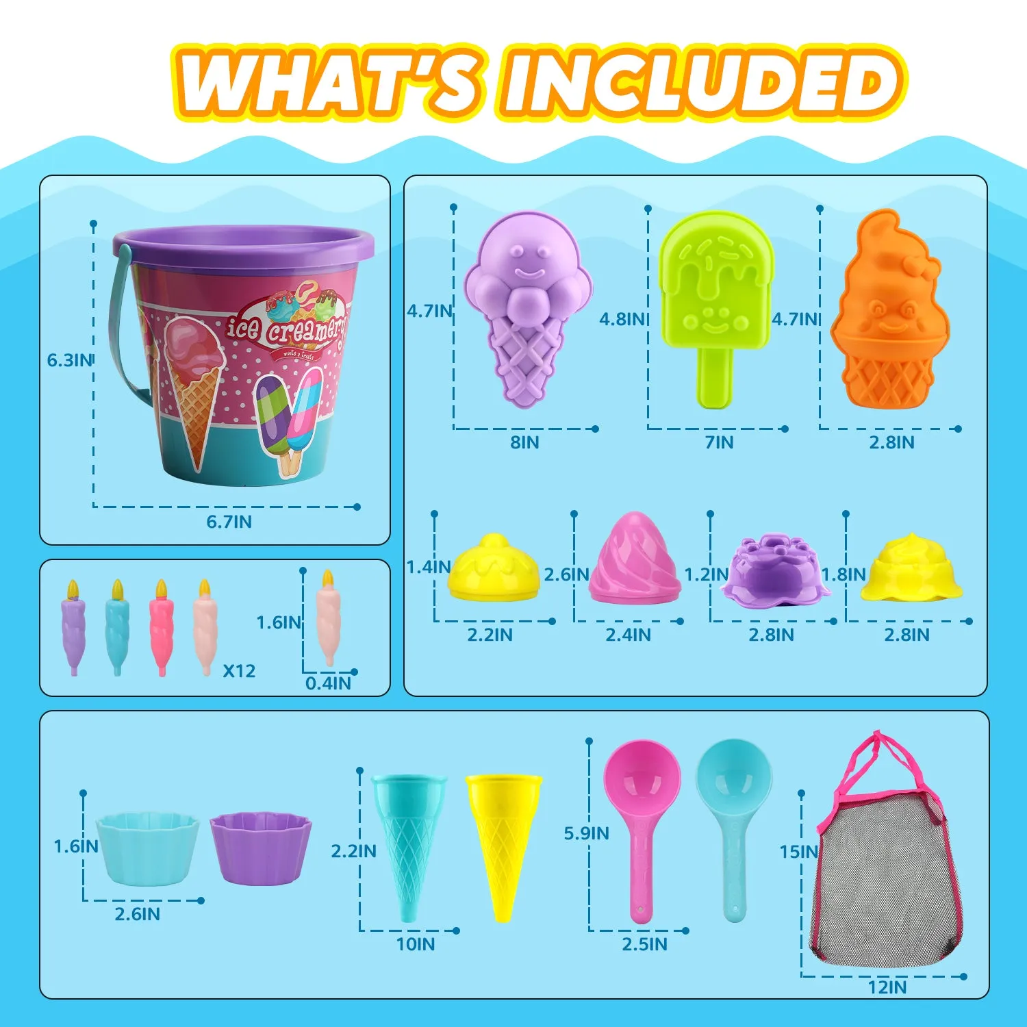 27 PCS Ice Cream Sand Toys for Kids