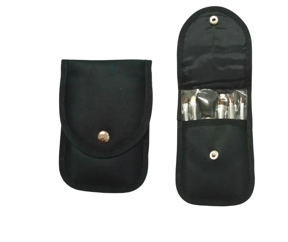 6 Piece Brush Set with Black Case, Matte Black Handles
