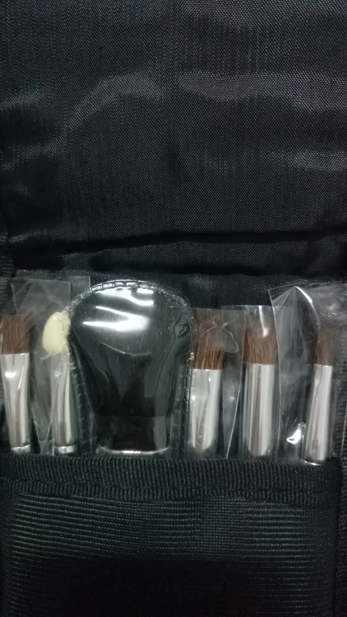 6 Piece Brush Set with Black Case, Matte Black Handles