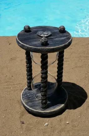 Beach Wedding Hourglass in Night Sky Black Beach Wood - Heirloom Wedding Unity Sand Ceremony Hourglass