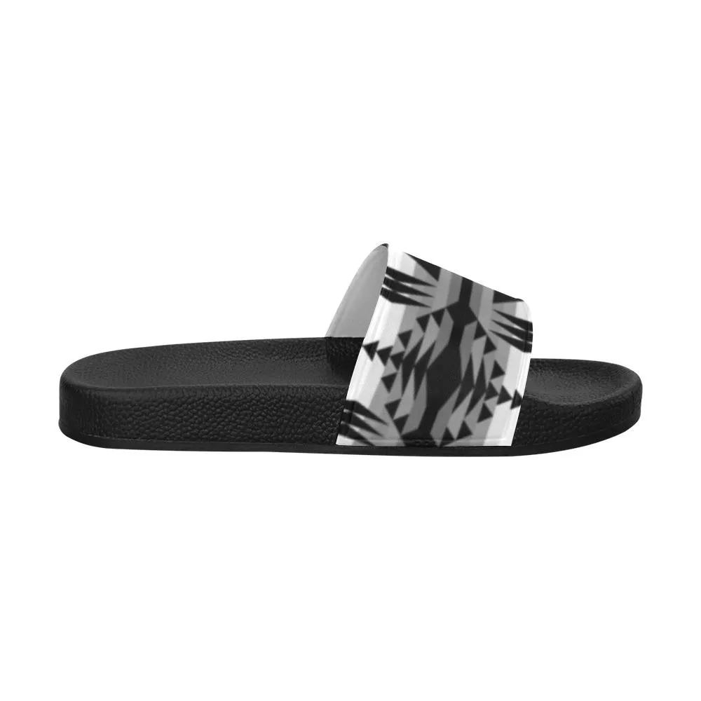 Between the Mountains White and Black Men's Slide Sandals
