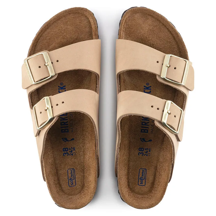 Womens Birkenstock Arizona Sandals with Soft Footbed in Sandcastle Color
