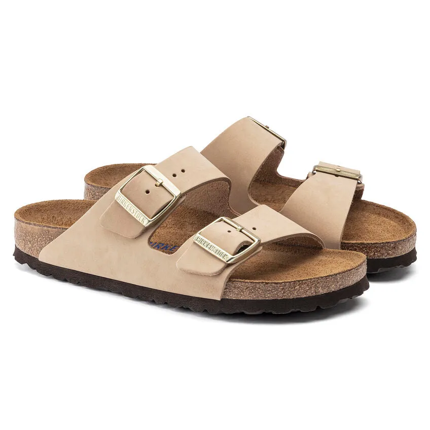Womens Birkenstock Arizona Sandals with Soft Footbed in Sandcastle Color