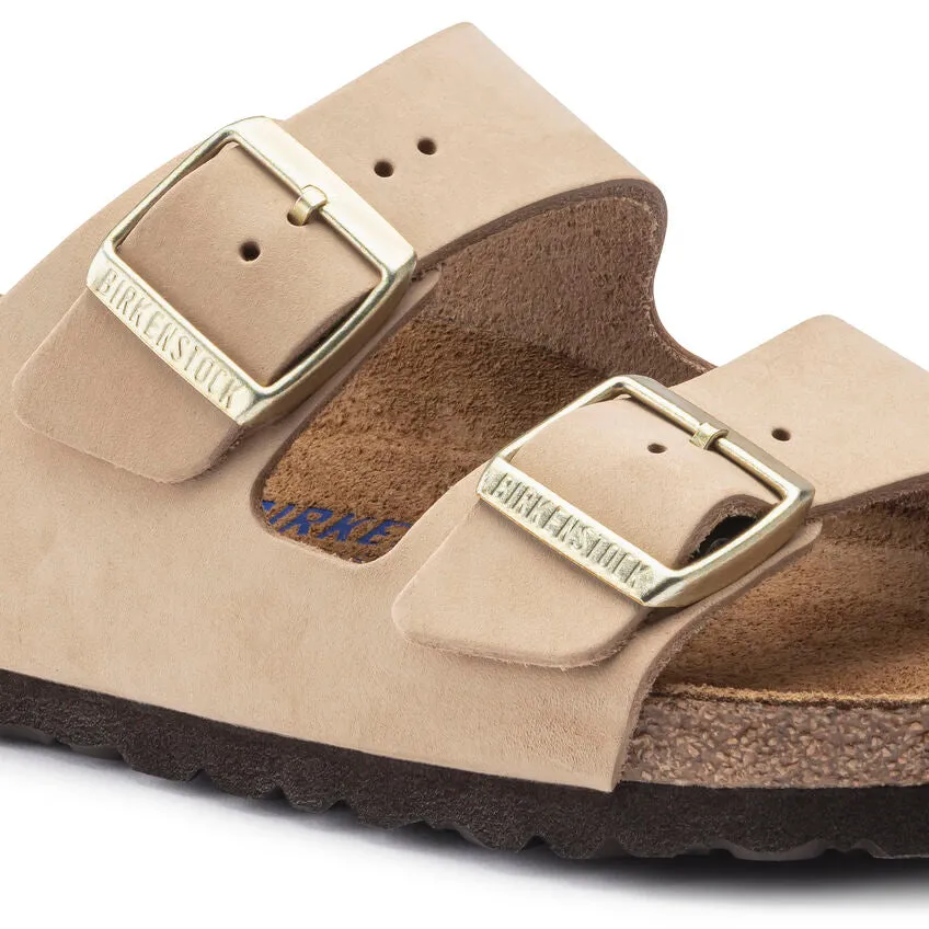 Womens Birkenstock Arizona Sandals with Soft Footbed in Sandcastle Color