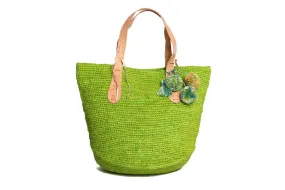 Bondi Raffia Beach Bag in Lime