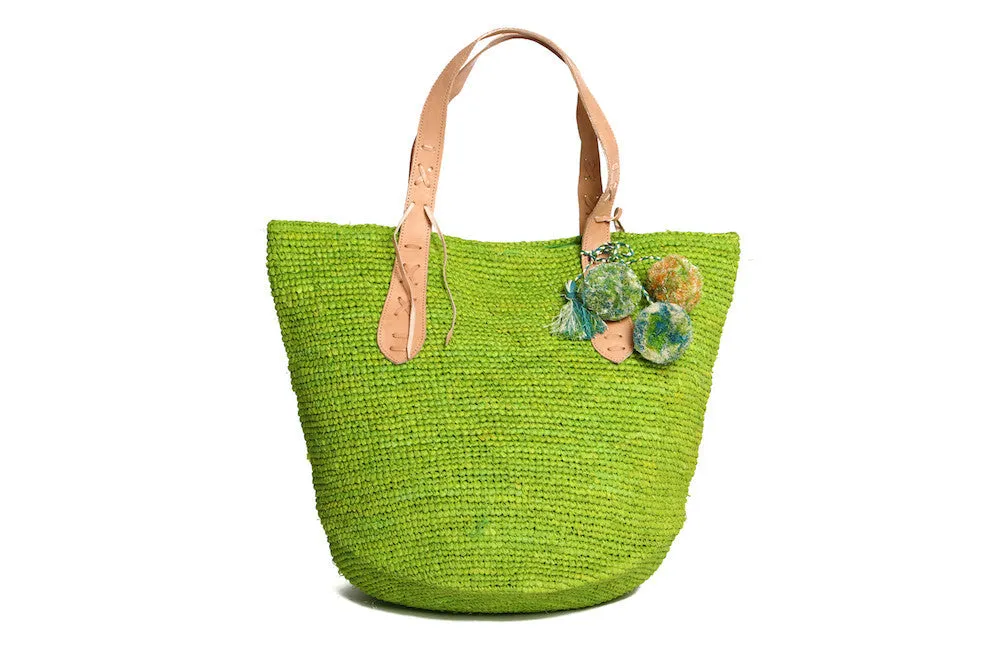 Bondi Raffia Beach Bag in Lime