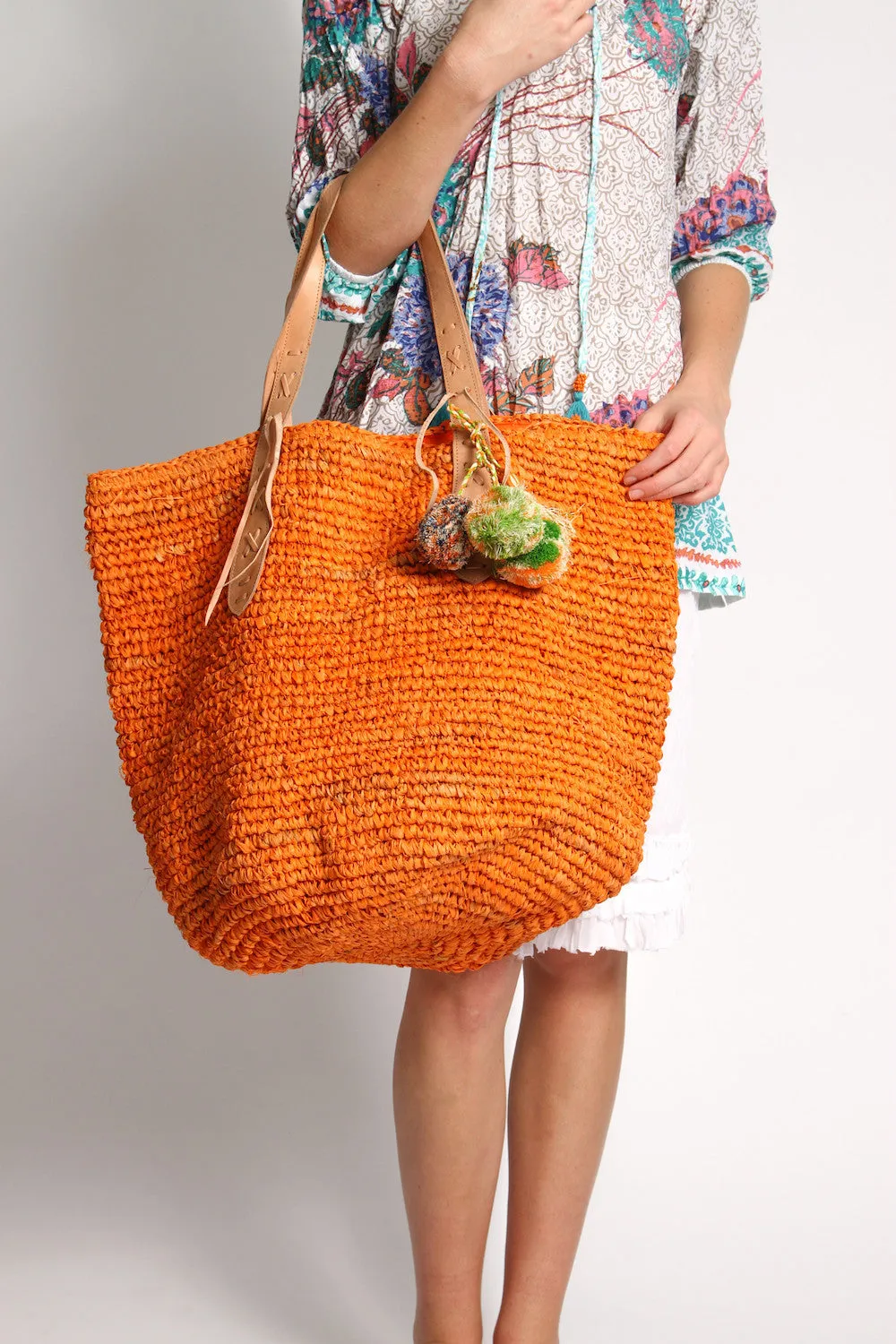 Bondi Raffia Beach Bag in Orange