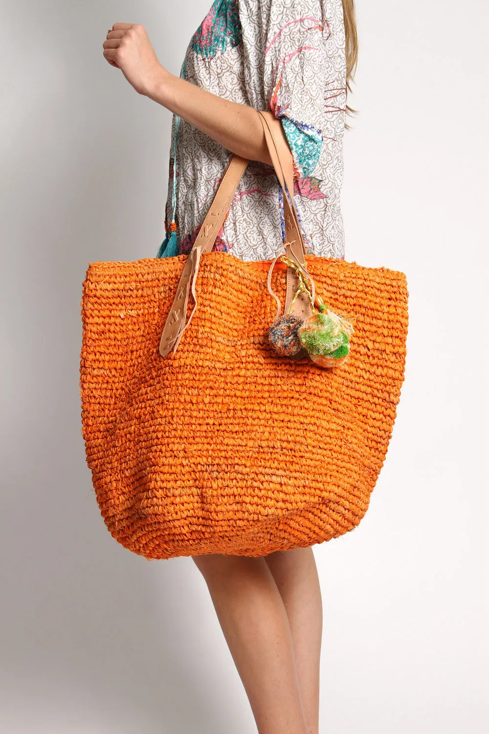 Bondi Raffia Beach Bag in Orange