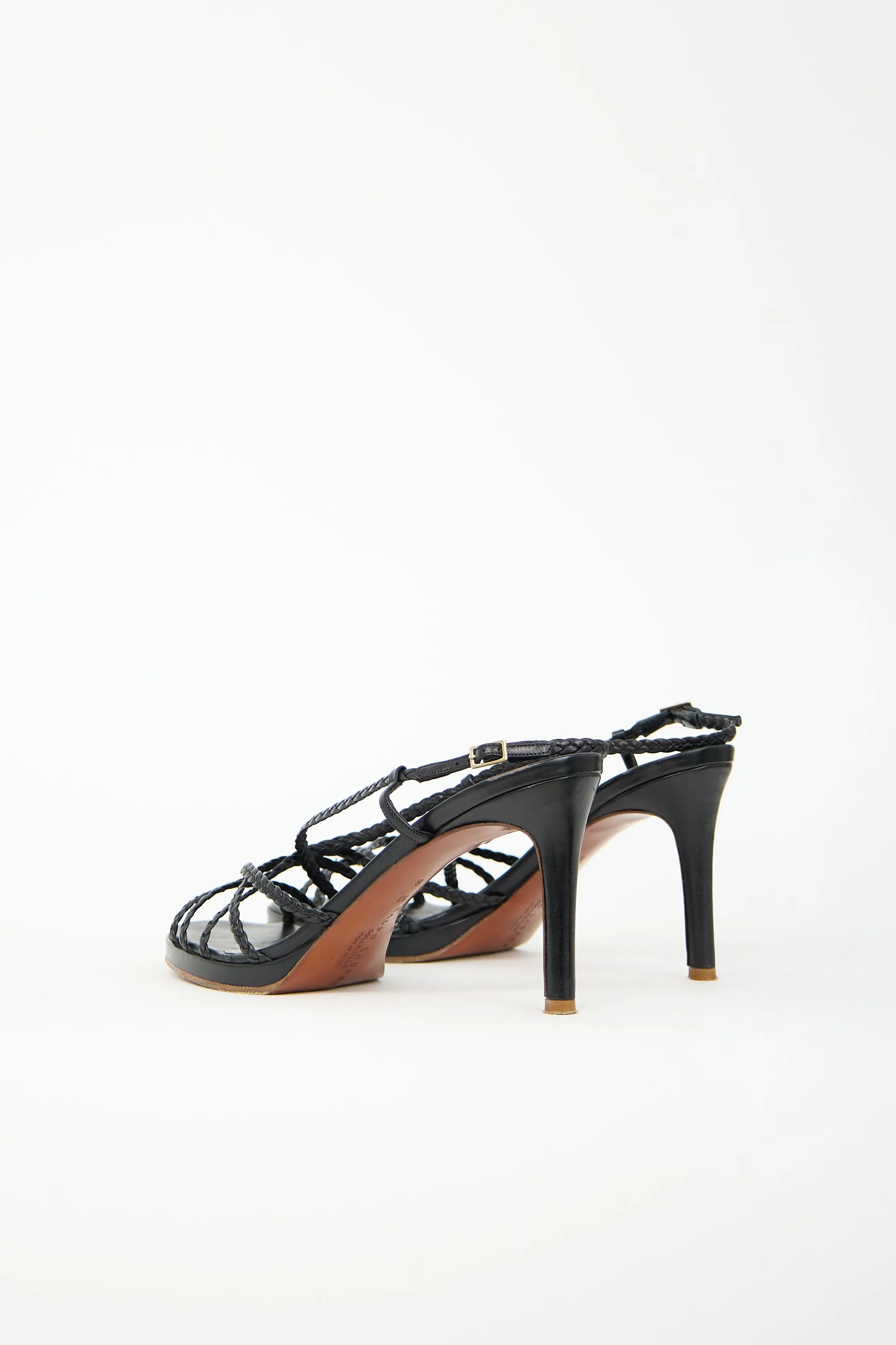 Braided Leather Heeled Sandals