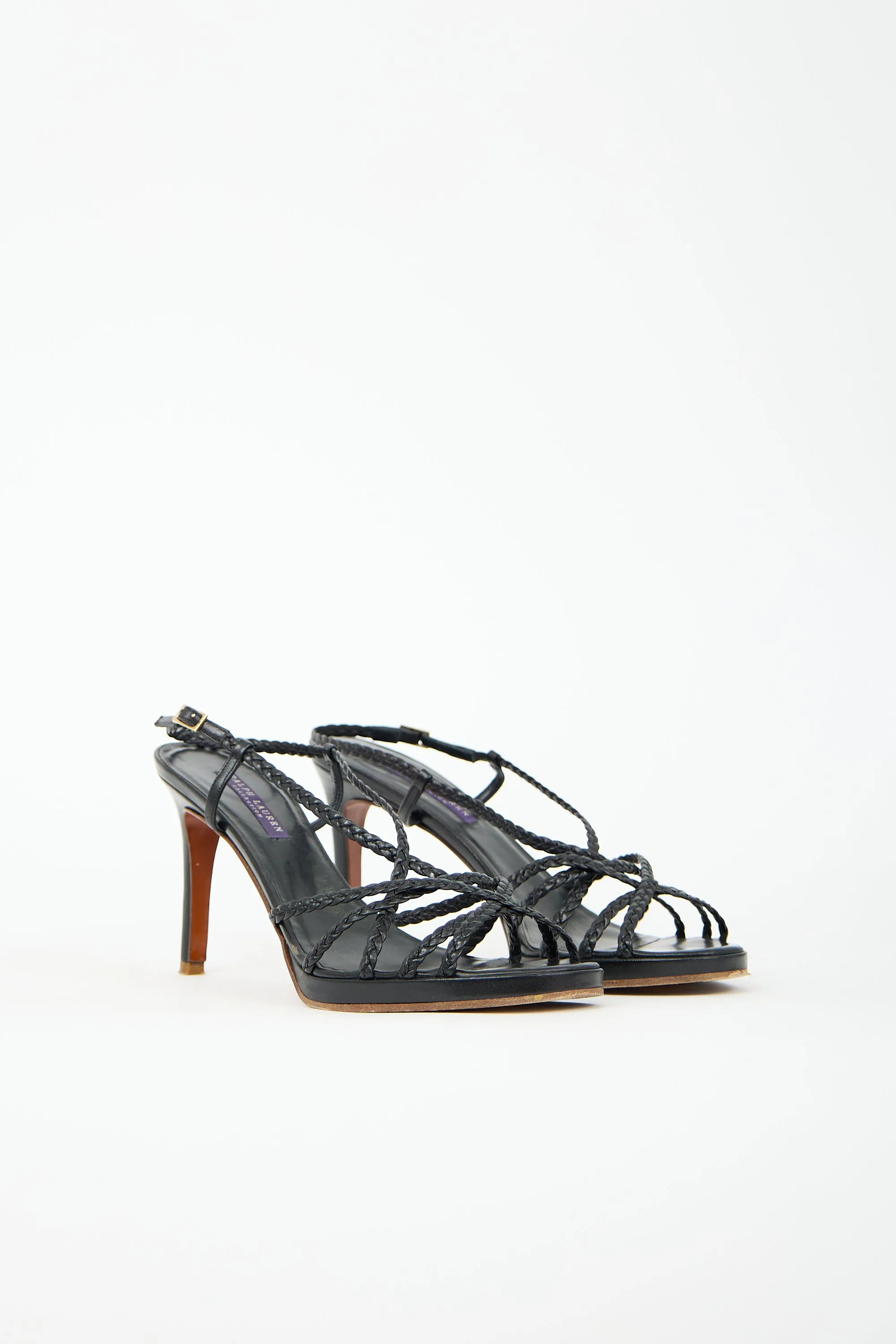 Braided Leather Heeled Sandals