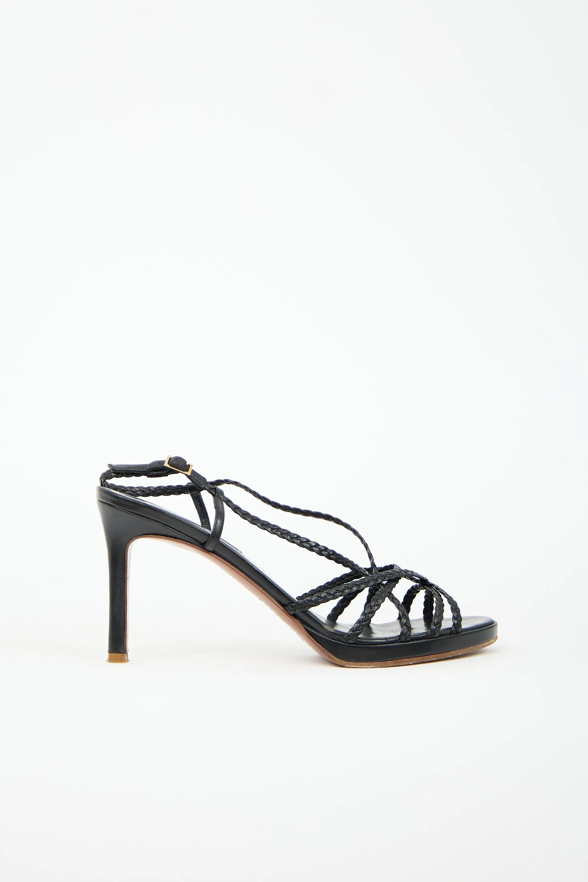Braided Leather Heeled Sandals