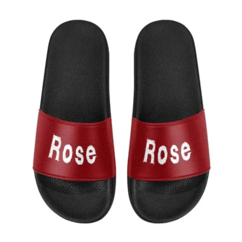 Custom Couple Name Sandals Personalized Name Blue And Red Slides