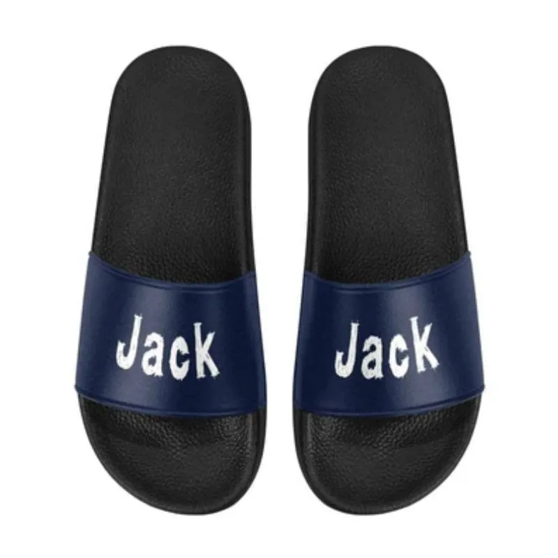Custom Couple Name Sandals Personalized Name Blue And Red Slides