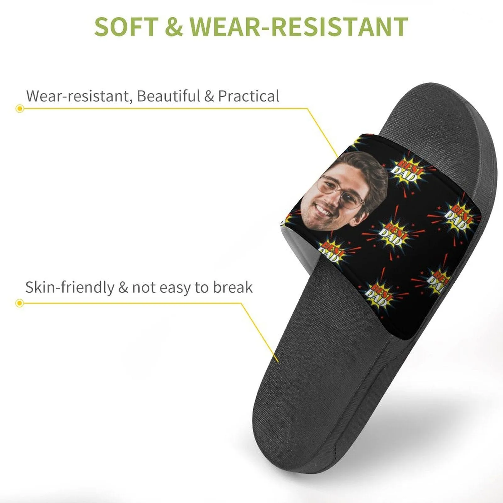 Custom Face Best Dad Slide Sandals For Father's Day Gifts