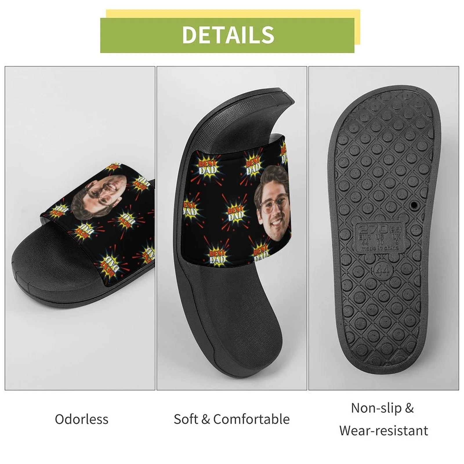 Custom Face Best Dad Slide Sandals For Father's Day Gifts
