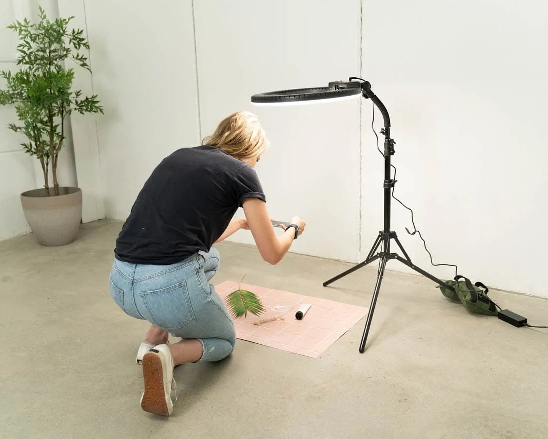 Flat Lay Instagram Backdrop - 'Bronte' Pink Square Tiles (56cm x 87cm)
