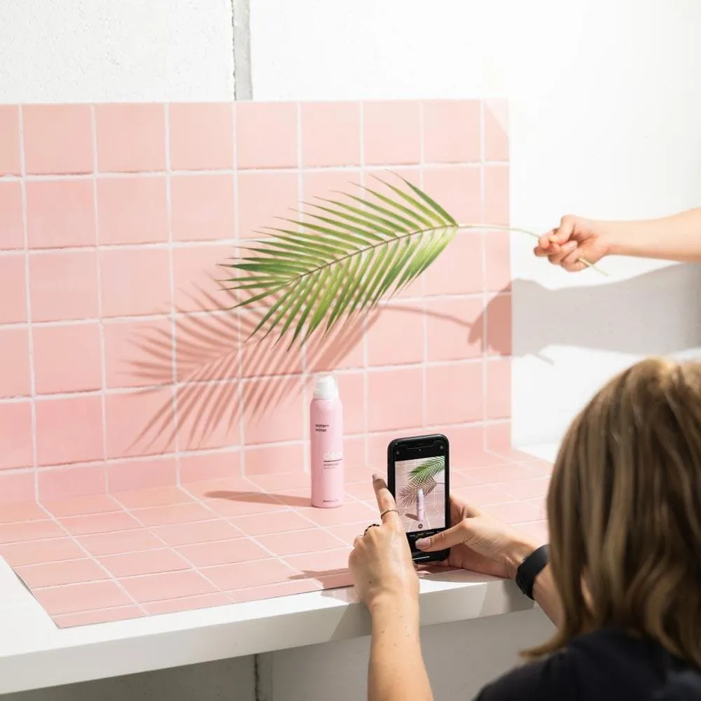 Flat Lay Instagram Backdrop - 'Bronte' Pink Square Tiles (56cm x 87cm)