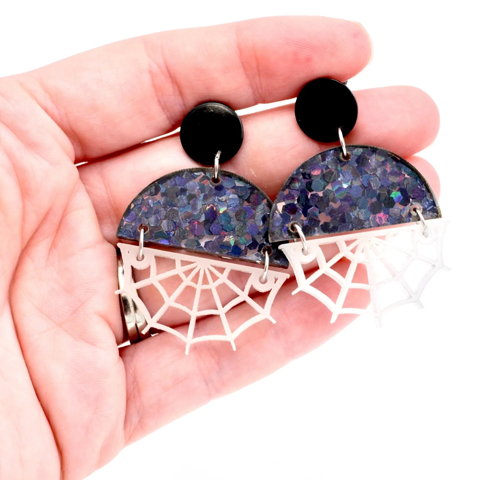 Glow in the Dark Spider Web Earrings