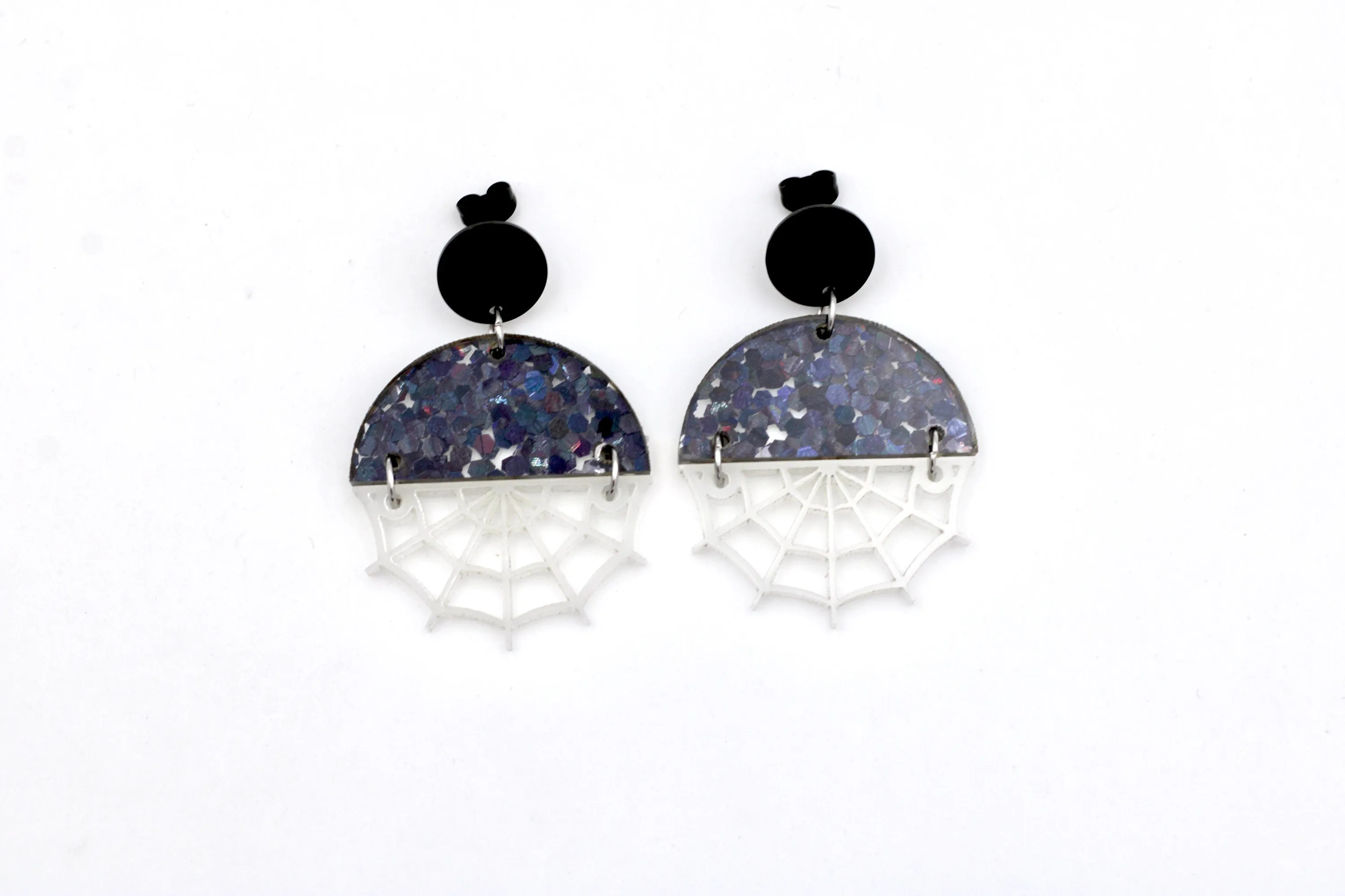 Glow in the Dark Spider Web Earrings