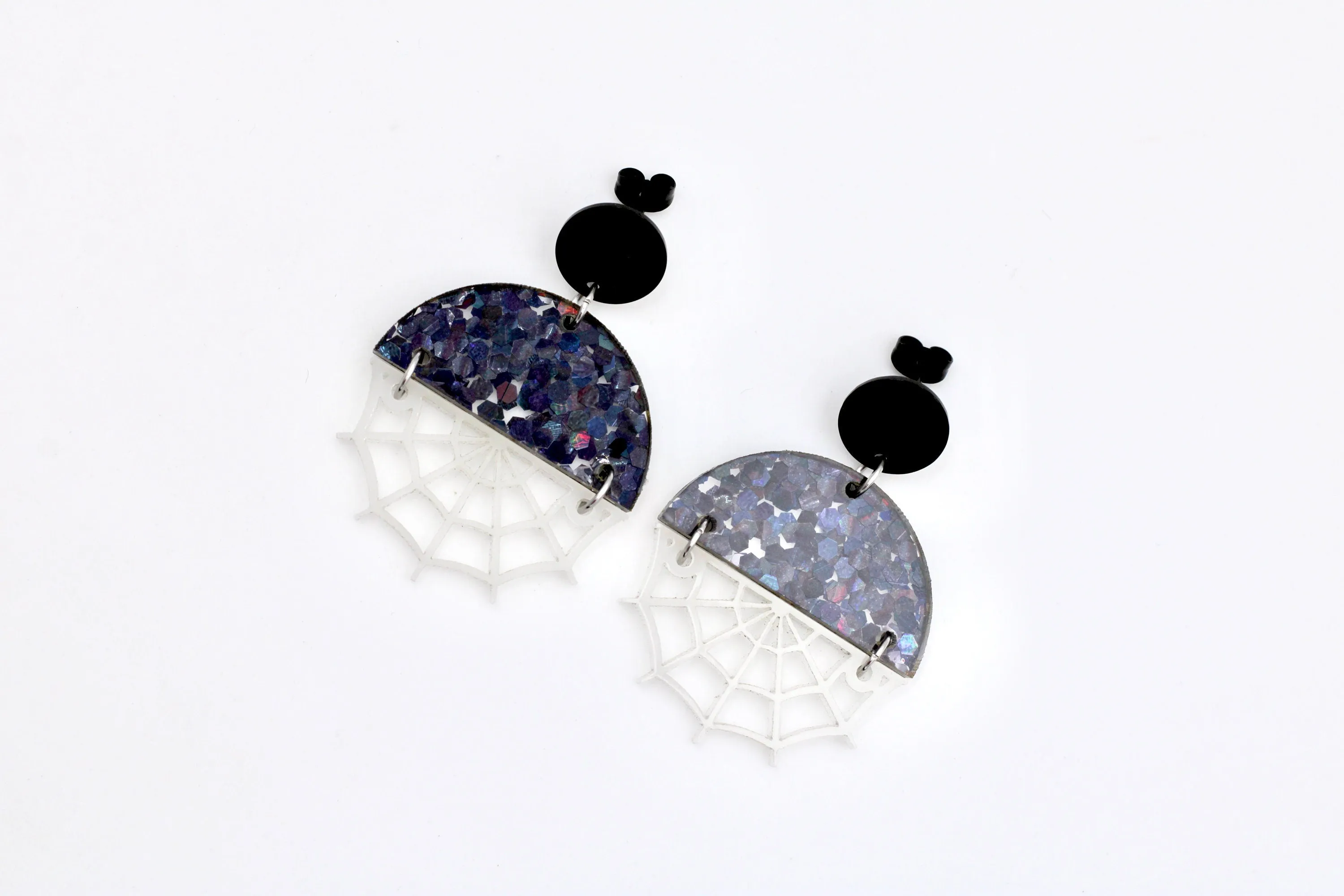 Glow in the Dark Spider Web Earrings
