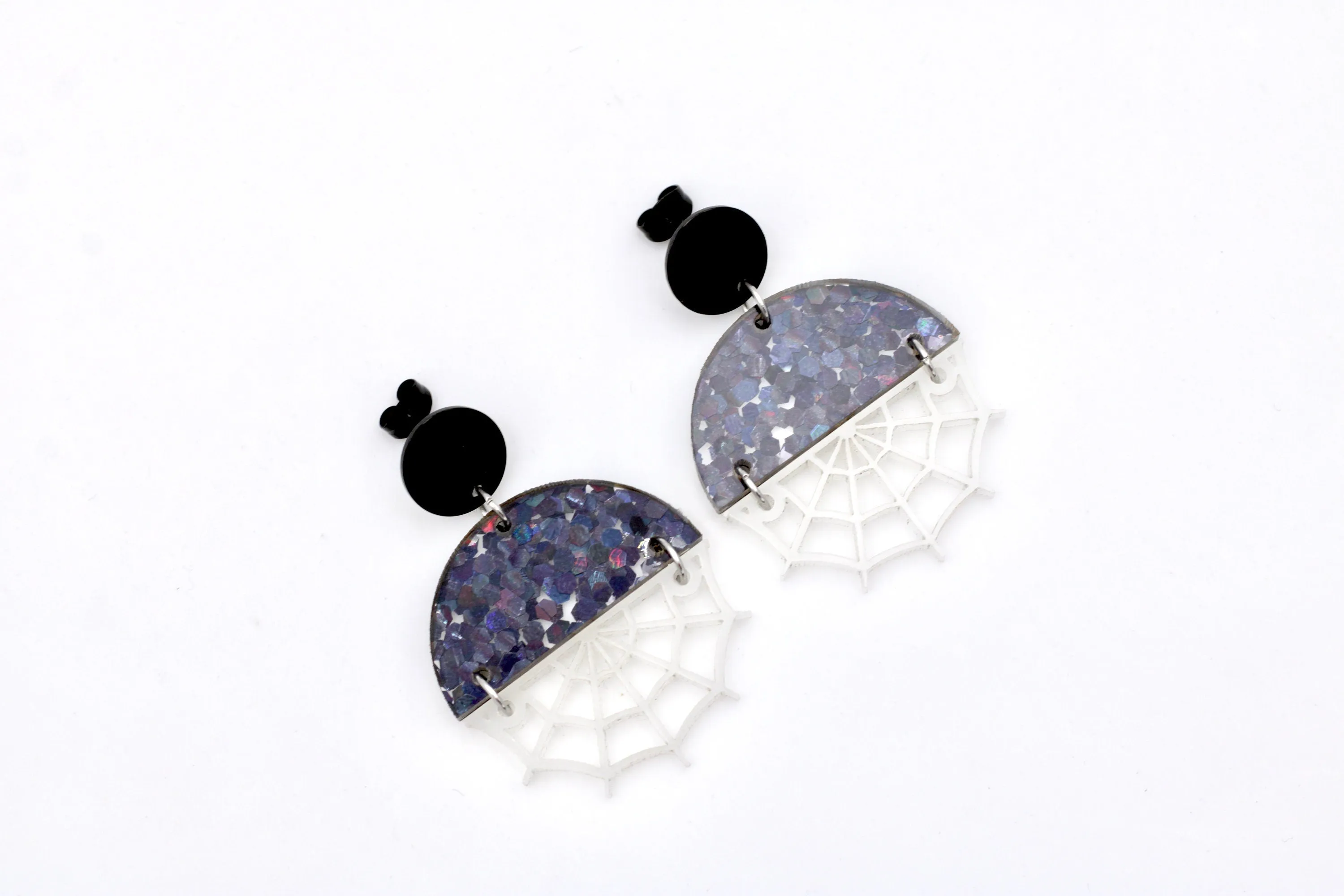 Glow in the Dark Spider Web Earrings