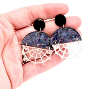 Glow in the Dark Spider Web Earrings