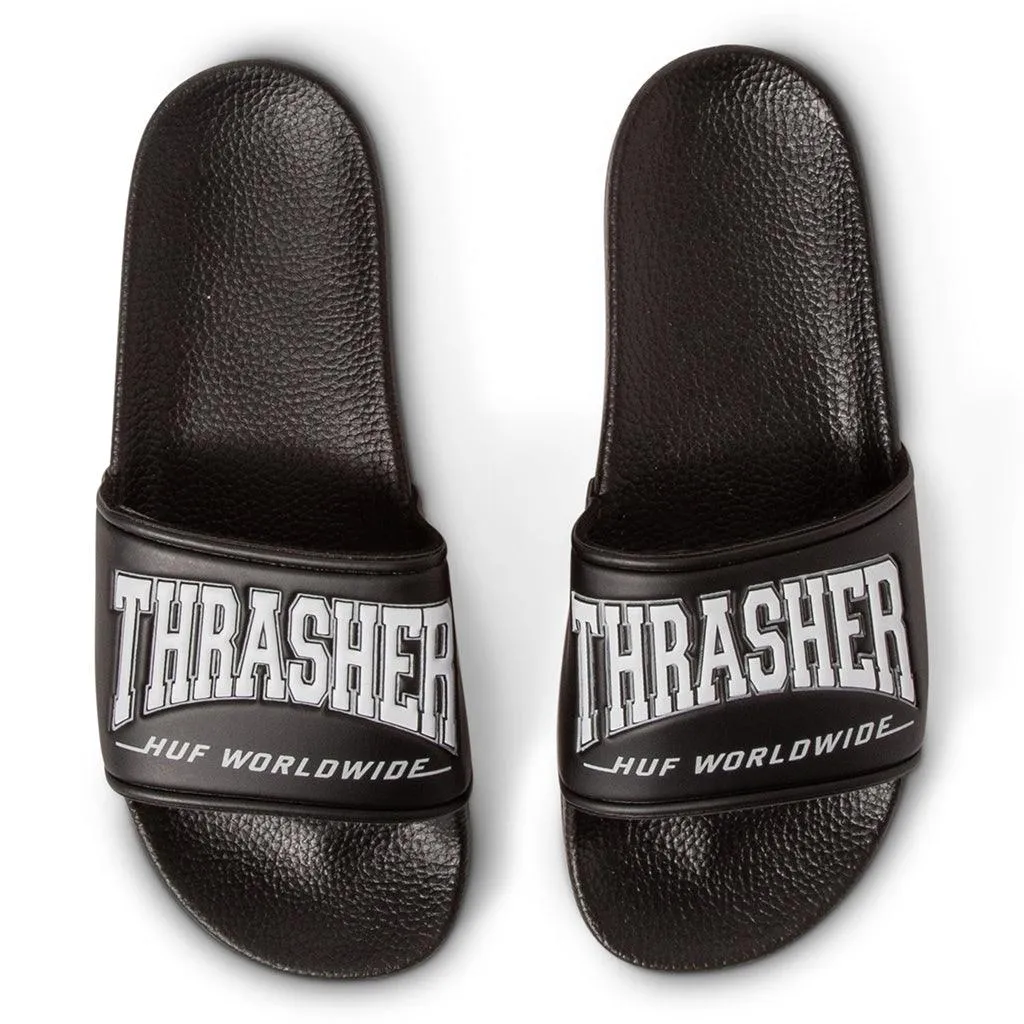 HUF x Thrasher Slides [Black]