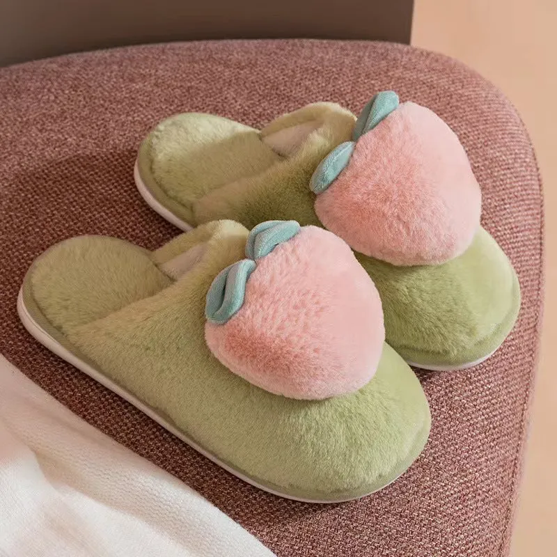 Kawaii Peachy Fluffy Slippers