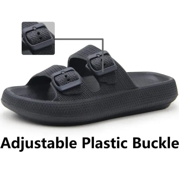 Men Cloud Slides Double Buckle Adjustable Slippers  by Slipperfeet