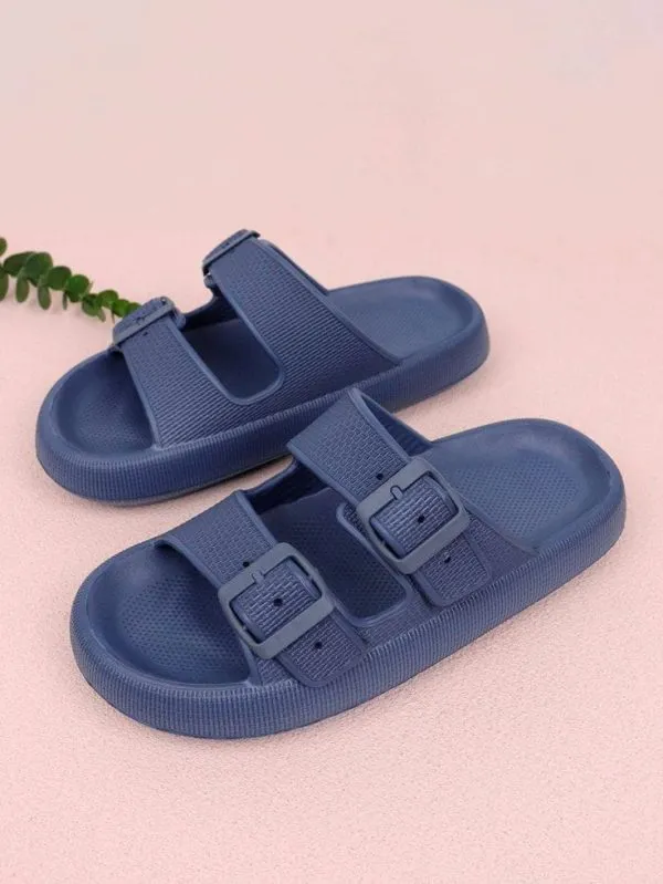 Men Cloud Slides Double Buckle Adjustable Slippers  by Slipperfeet