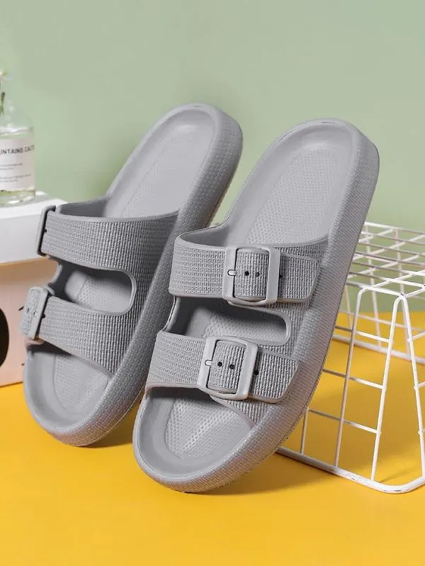 Men Cloud Slides Double Buckle Adjustable Slippers  by Slipperfeet