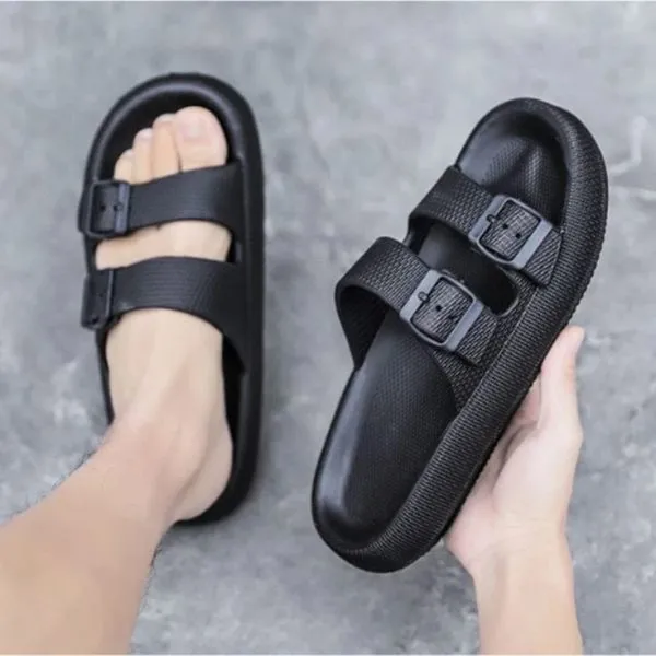 Men Cloud Slides Double Buckle Adjustable Slippers  by Slipperfeet