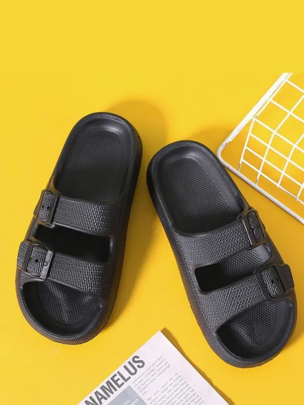 Men Cloud Slides Double Buckle Adjustable Slippers  by Slipperfeet
