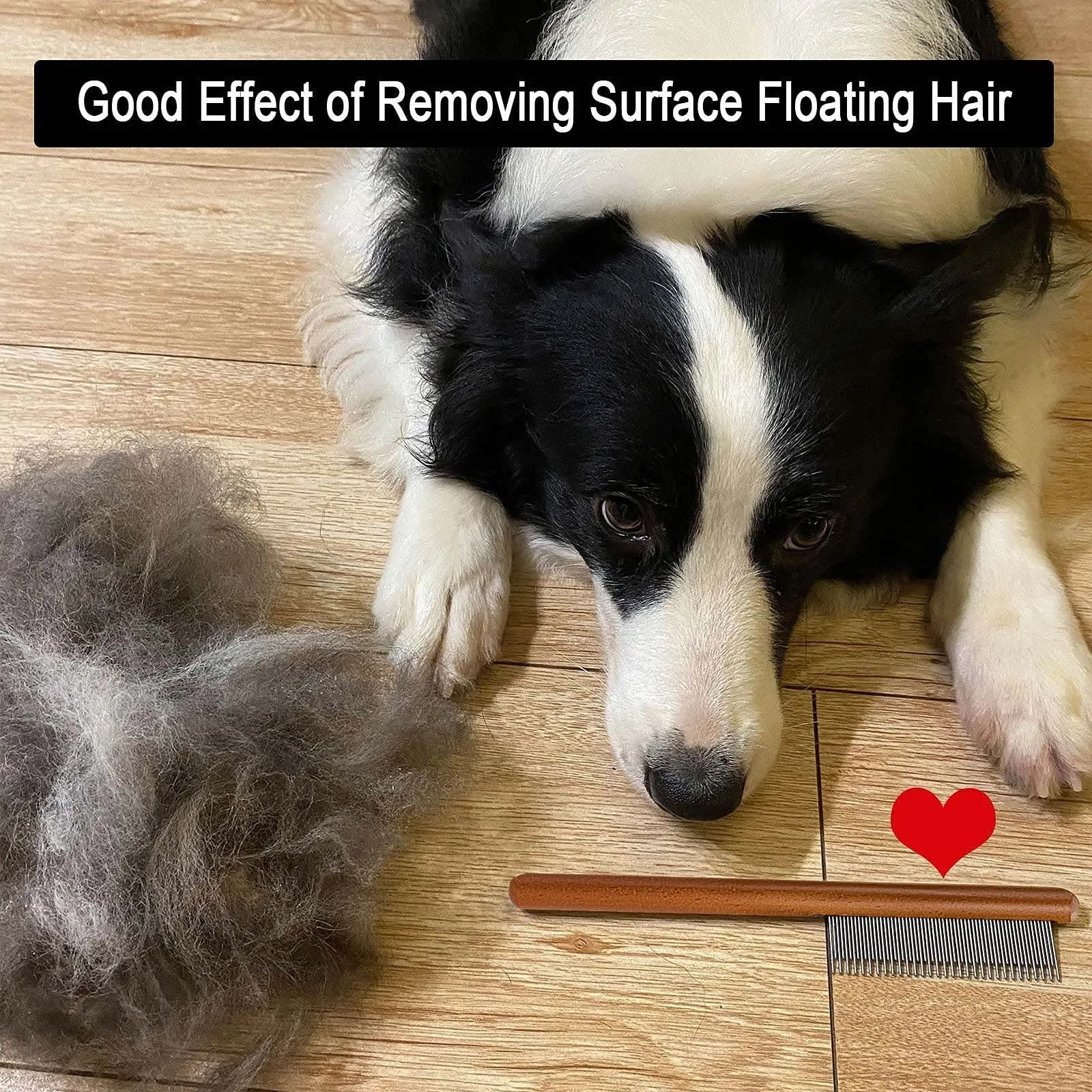 Pet Dander Remover Brush Cat Comb Detangling Flea and Removing Grooming Tool for and Adult Cats with Green Friendly Wood Handle