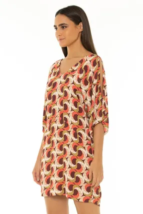 Pre-Order 3/4 Sleeve Short Dress Escher Wine