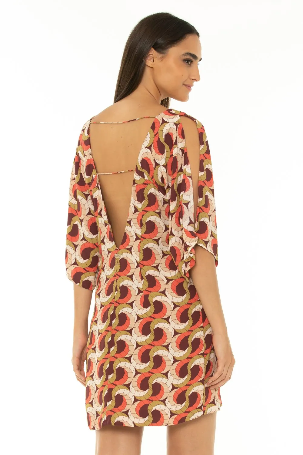 Pre-Order 3/4 Sleeve Short Dress Escher Wine