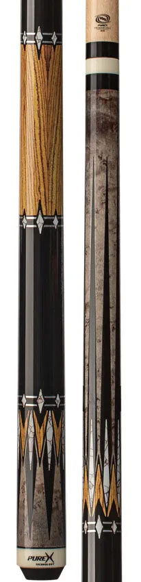 Pure X Gray-Stained Birdseye Maple and Bocote Graphic Wrapless Pool Cue