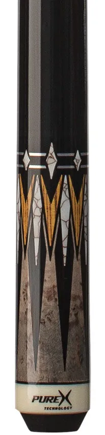 Pure X Gray-Stained Birdseye Maple and Bocote Graphic Wrapless Pool Cue