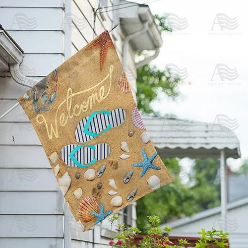 "Shell" We Go To The Beach? Double Sided House Flag