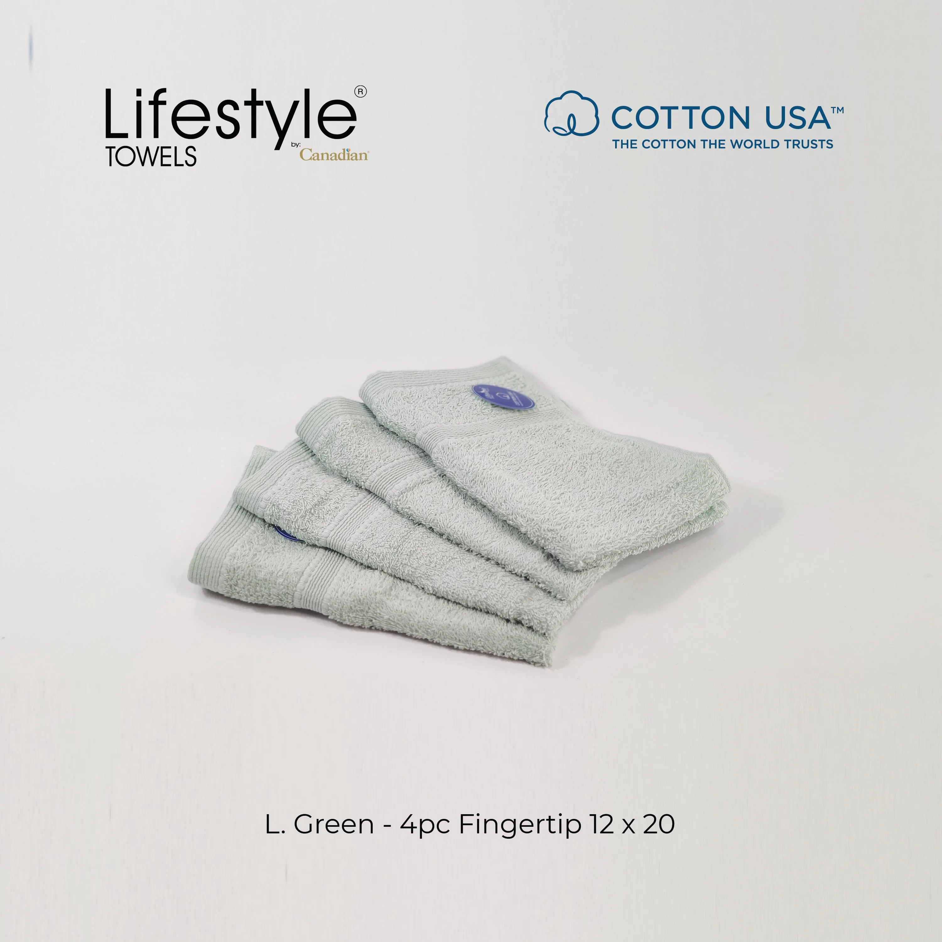 USA Cotton Towel 4pc. Fingertip 12x20' (1111)