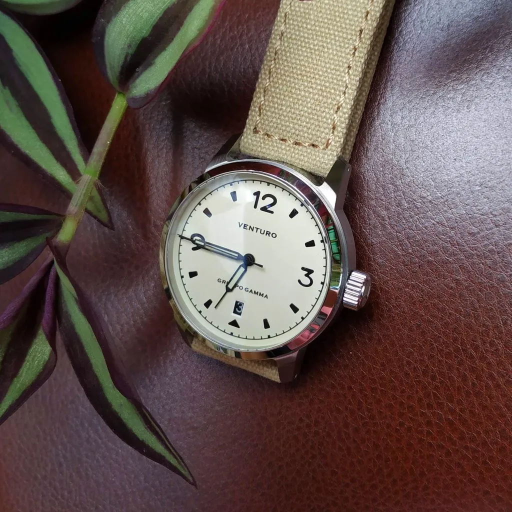 Venturo Field Watch #1 by&nbsp;Gruppo&nbsp;Gamma - Cream&nbsp;Dial